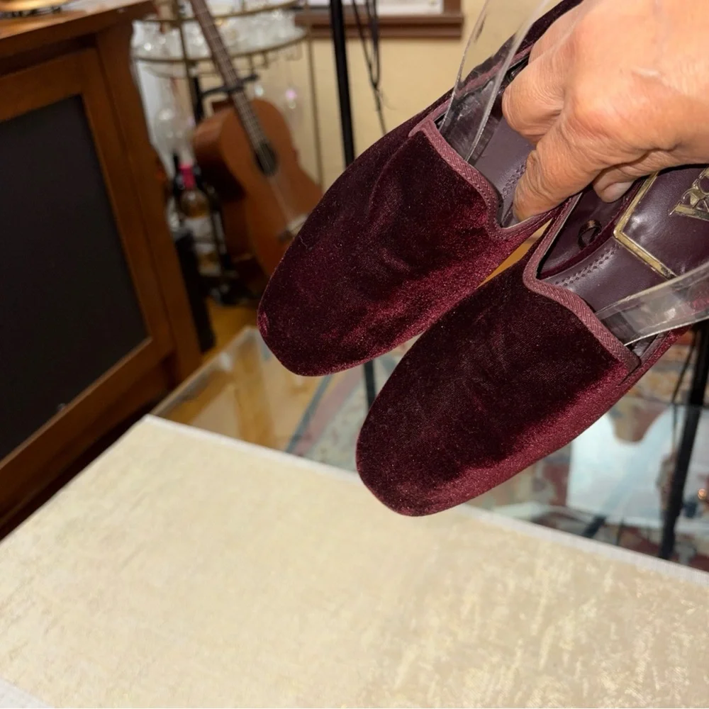 ZARA Elegant Burgundy Velvet Loafers SIZE 36EU